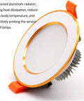10 Pack 7W Led Recessed Ceiling Downlights Dimmable Round Panel With Polished Stainless Trim, showing heat-dissipating aluminum radiator.