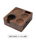 Premium Walnut Espresso Tamper Station With Integrated Powder Scaler And Crumb BinUniversal Portafilter Rest, 51-54mm, wood design.