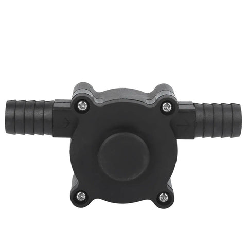 Mini Portable Centrifugal Water Pump Self Priming Handy Drill Powered For Quick Water Transfer Durable Plastic And Stainless Steel Build Great For Industrial And DIY Jobs, black plastic pump front view