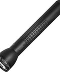 Durable 3 Cell D LED Flashlight ML300LX with efficient power use, water and shock resistant build, black finish, angled view.