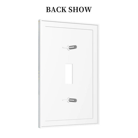 Back view of Totally Dope Grey And Gold Marble Single Toggle Switch Cover Plate with durable plastic design.