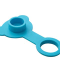 Blue Silicone Bathtub Plug Stopper for 1 Inch Drains, featuring a bear shape for easy use and visibility in the bath.