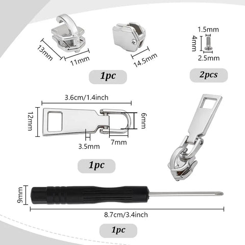 DIY Friendly Zipper Repair Kit With No Sewing Needed And Easy Install Metal Zipper Slider Heads Replacement 304 Stainless Steel
