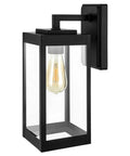 Dope Outdoor Wall Light Fixture With Clear Glass Shade, Matte Black Exterior Sconce, Weatherproof and Rust Resistant Design