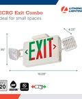 2 In 1 LED Exit Sign And Emergency Light Combo For Busy Biz Spaces Switchable Red And Green Signage With 2 Square Head LED Lamps