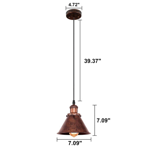 Industrial Pendant Light For Kitchen Island And Dining Room, Farmhouse Vintage Hanging Fixture With Barn Dome Lampshade