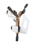 Rock Solid Cast Iron Steady Rest For Mini Wood Lathes 8X16 Inch Metal Center Frame Stabilizer showing adjustable clamps for stability.