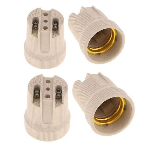 Heavy Duty E26 E27 Light Sockets Built From Heat Resistant Ceramic For Smooth Bulb Swaps And Zero Stress Fixture Mods Pack Of Four Rock Solid Lamp Holders showing two ceramic light sockets.