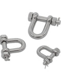 Three Hardcore M10 304 Stainless Steel Clevis Shackles with screw pins for towing and off-road recovery.