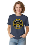 Fresh Fit American Made Cotton DIY Engineer Shirt For Your Next Garage Haul With Grease Hands And Gear Doodle Graphic Tee Gift For Makers, navy blue, unisex fabric, relaxed fit.