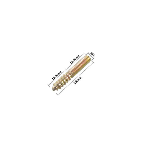 Built Tough M4 Double Ended Hanger Bolts With Corrosion Proof Zinc Finish For Snug Lock Wood To Metal Joints, 25mm long.