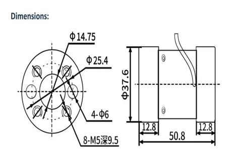 Technical drawing of Static Torque Load Cell With Double Flange Torsion Transducer For Precise Torque Measurement dimensions.