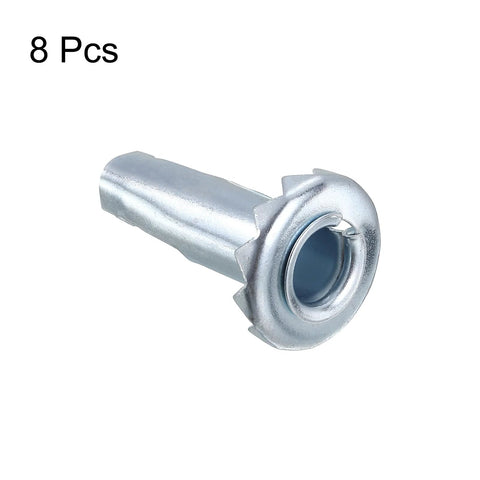Eight Metal Caster Sockets For 3/8 X 1-1/4 Inch Stems, 9.5 X 31 Mm, Sleeve Style Wheel Socket Mount, galvanized finish