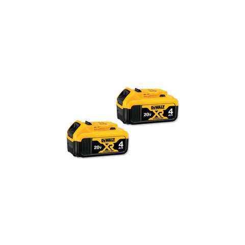 Professional 20V Max Xr Cordless Power Tool Batteries 4 Amp Hour 2 Pack Featuring Led Charge Display With Durable Housing on white background.