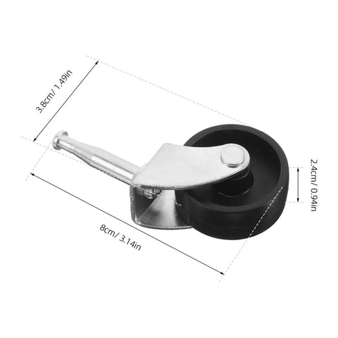 2 Pack 1.5 Inch Silent Rubber Furniture Caster Wheels With Stem For Sofa Coffee Table Replacement Trolley Wheels Smooth Glide