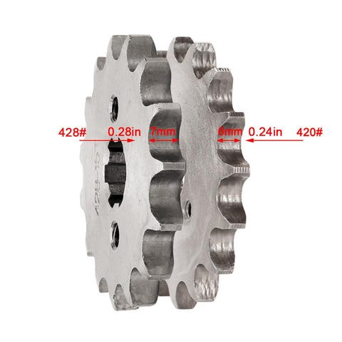 Side view of 420 10 Tooth 17mm Chain Sprocket With Buckle For Dirt Bikes Go Karts ATVs Pit Bikes Mini Bikes Mopeds