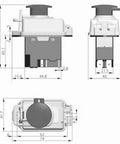 Dimensions of Five Pin 120V 16A Industrial Electromagnetic Switch With Waterproof PVC Cover