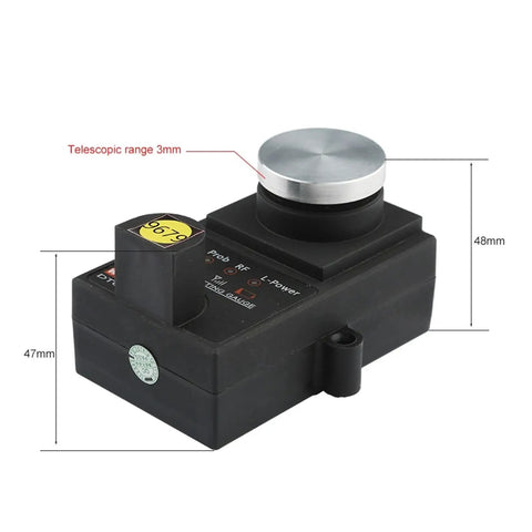 Professional Cnc Tool Setting Gauge With Heavy Duty Z Axis Height Adjuster For Router Bit Alignment And Precision Milling Setup Rock Solid Build Dang Fast Calibration, detailed view with dimensions displayed.