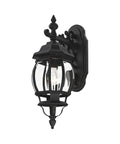 Frontenac 1 Light Outdoor Wall Lantern With Clear Beveled Glass Shades Black Finish 20 By 6 Six Point Five Inch Exterior Fixture