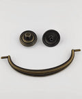 4 Pack Antique Brass Center To Center Bail Drawer Pulls 5 Inch 128mm Overall Length pieces shown including handle and mounting.