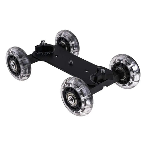 4 Wheel Camera Dolly On Track For Smooth Shots, Tabletop Video Slider With Silica Gel Wheels, DSLR Camcorder Stabilization System