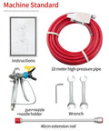 Components of Heavy Duty 950W Airless Electric Paint Sprayer including 10m high-pressure hose and extension rod.