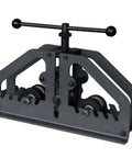 Three Roll Tube Roller Bender for 1.5 Inch Pipe and 2 Inch Tube, heavy-duty modular metal forming tool for exhaust and HVAC fabrication.