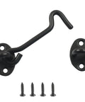 Two Pack Privacy Hook And Eye Latches, 4 Inch Stainless Steel Barn Door Latch with screws, Black Door Lock Hardware
