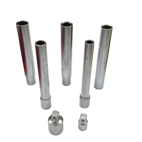 Heavy Duty Chrome Vanadium Socket Head Set With Three Eighth Inch Drive Extra Long 120mm Reach Six Piece Metric Sockets