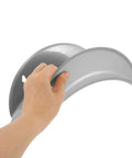 Hand holding a Heavy Duty Wall Mount Hose Hanger 2 Pack Sturdy Iron Metal Rack for Garden Storage and space-saving.