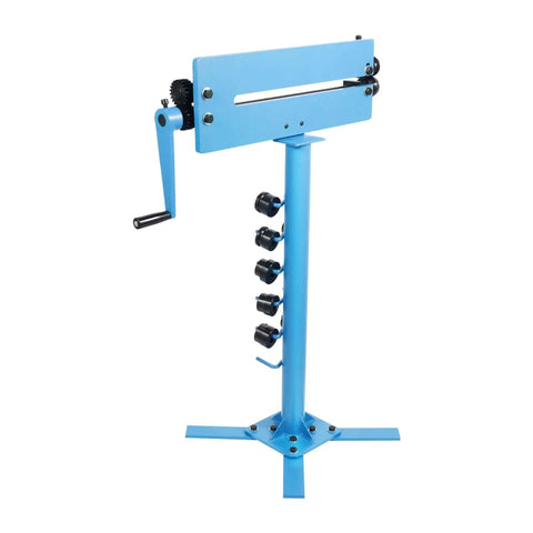 Sheet Metal Bead Roller Machine 1.2mm Manual Bead Rolling Tool With 6 Die Set shown on stand