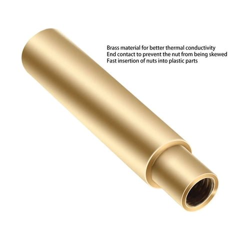 Close-up of a brass Soldering Iron Tips M8 Universal 936 Soldering Iron Head Heat Set Insert Tip with open end showing internal threading.