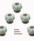 5 Pack Retro Vintage Ceramic Pumpkin Cabinet Knobs Set For Kitchen Cabinets Drawers Dresser Cupboard Pull Handles Includes 3 Kinds Of Screws