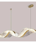 Modern Led Chandelier With Water Ripple Effect Top Shelf Dimmable Pendant Light For Dining And Living Rooms Ultra Slick 180 Cm Artisan Crafted Ceiling Fixture with golden accents.