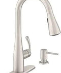 Essie Spot Resist Stainless Pulldown Sprayer Kitchen Sink Faucet Set With Reflex System Power Clean Spray For Fifty Percent More Power Includes Modern Pump Soap Dispenser Flexible One To Four Hole Install Deck Plate