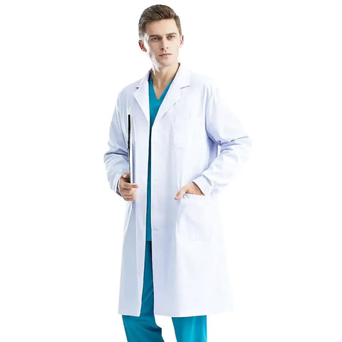 White Unisex Lab Coat For Men And Women Doctor Dentist Scientist Coat DIY Workwear Student Halloween Career Day Lightweight Breathable
