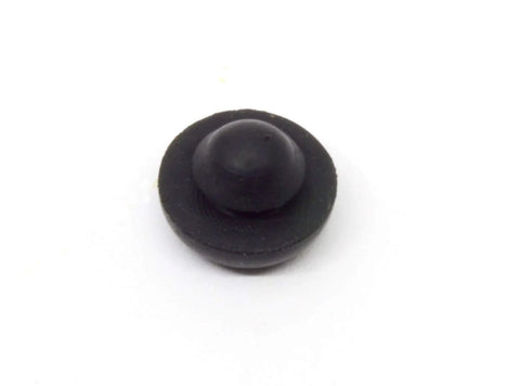 Ridged SBR Rubber Push In Bumper One Half Inch Diameter Five Thirty Second Inch Height Fits One Quarter Inch Hole, black side view