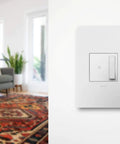Tru-Universal Dimmer Switch 450W for LED, Incandescent, Halogen, Fluorescent, CFL, in living room setting, wall plate included