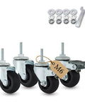 Smooth Rolling M6 Threaded Stem Caster Wheels 2 Inch TPR Rubber Swivel with mounting accessories for easy install.