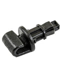 Close-up of a single black sliding door sun shade clip from Set Of Four Black Sliding Door Sun Shade Clip Hooks For Honda Odyssey 2005 Through 2010 Rear Doors Replacement Kit Replaces Broken Or Missing Sunshade Holders Rust-Resistant Premium Grade Construction For Your Ride.