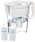 Wave 10 Cup Water Pitcher With Two Advanced Filters For Great Tasting Water Reducing Chlorine Taste And Impurities, 40-Gallon Filter Life Per Cartridge, Assorted Colors Clear shown with filters