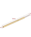 Close-up of a 16mm length spring test probe with a round head, 0.68mm diameter, used in PCB testing for quick prototyping and repair.