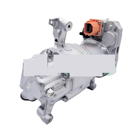 Electric Air Conditioning Compressor And Cooling Pump Assembly For Tesla Model 3 And Model Y showing metallic exterior and wiring connection.