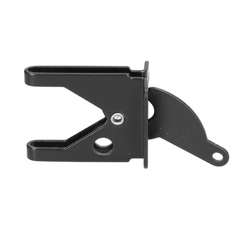 Solid As A Rock Iron Gate Latch With Self Locking Feature And Adjustable Cable Reliable Outdoor Fence Hardware Sporting smooth black finish close-up.
