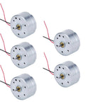 Top view of 10 Pack DC Motors 1.5V-6V Mini Hobby Motors 3000-8000 RPM showing metal exterior and wiring for DIY projects.