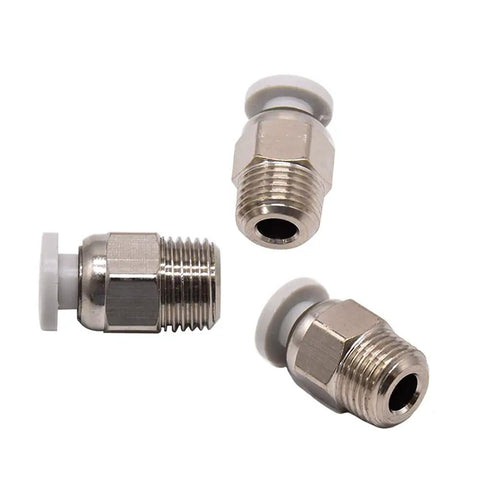M10 Straight Pneumatic Push Fitting Connector For E3D V6 Bowden, stainless steel with plastic insert, 1.75mm filament