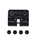Black one-piece positioning torque hinge with 90-degree stop; includes four end caps