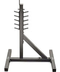 Side view of 360 Degree Swivel Bead Roller Stand With Integrated Die Storage For 8, 19 and 27 Inch Elite Bead Rollers, heavy-duty black metal.