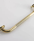 Textured Shower Grab Bar 16 Inch Bathroom Support Rail With Polished Brass Finish shown on white background