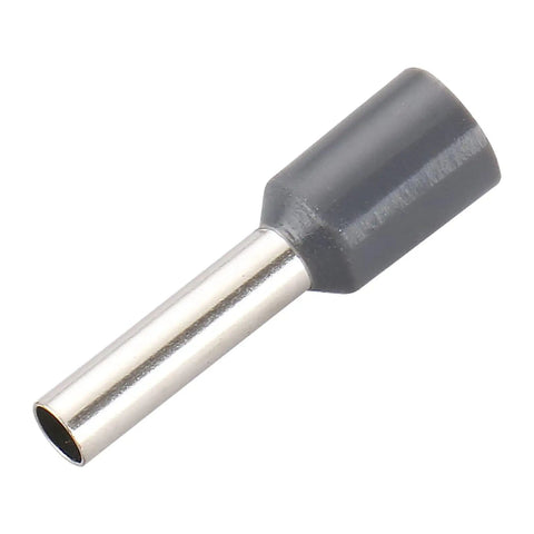 12 AWG Insulated Wire Ferrules Grey Tin-Plated Copper Pin Terminals for Easy Electrical Terminations and DIN Rail Blocks, E4018 Crimp Connectors, 100-Pack, High-Quality, Secure Wire Ends close-up